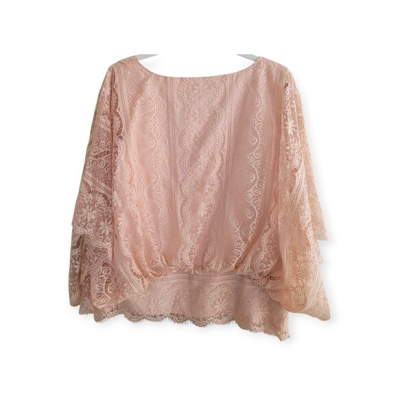 Anthropologie Beyond Vintage Peach Tea Lace Blouse Kimono Sleeve NWT Size L - Picture 8 of 16